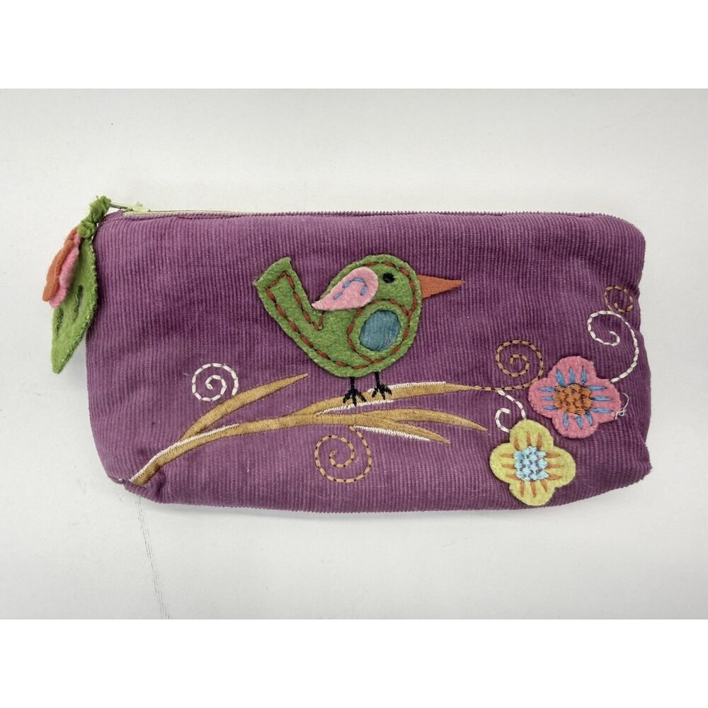 Cupcakes & Cartwheels Bird Corduroy Cosmetics Organizer Travel Bag Cotton Wool